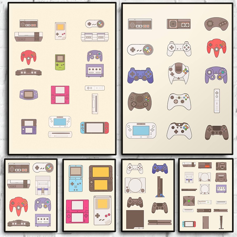 Gaming Console And - Poster su Tela dell'Evoluzione dei Videogiochi: